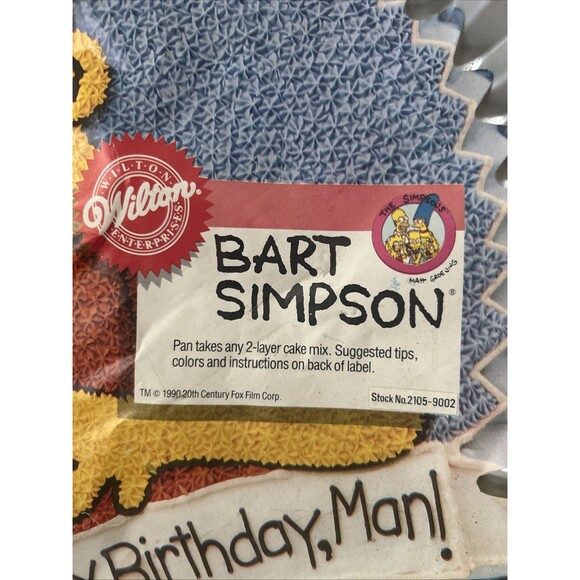 Vintage Wilton Cake Pan SIMPSONS Bart Simpson 1990 Happy Birthday, Man! Cool 90s - Picture 2 of 5